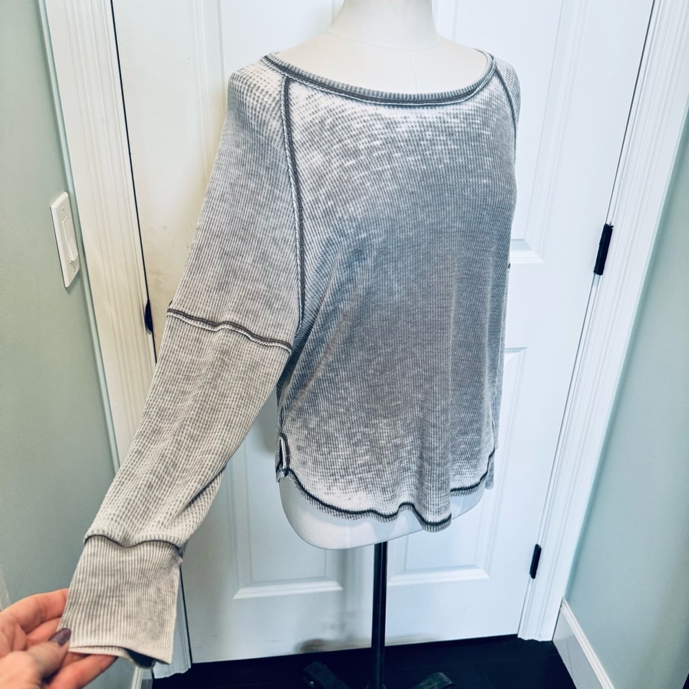 PROJECT SOCIAL T Burnout Rib Long Sleeve thermal  Knit Sweater